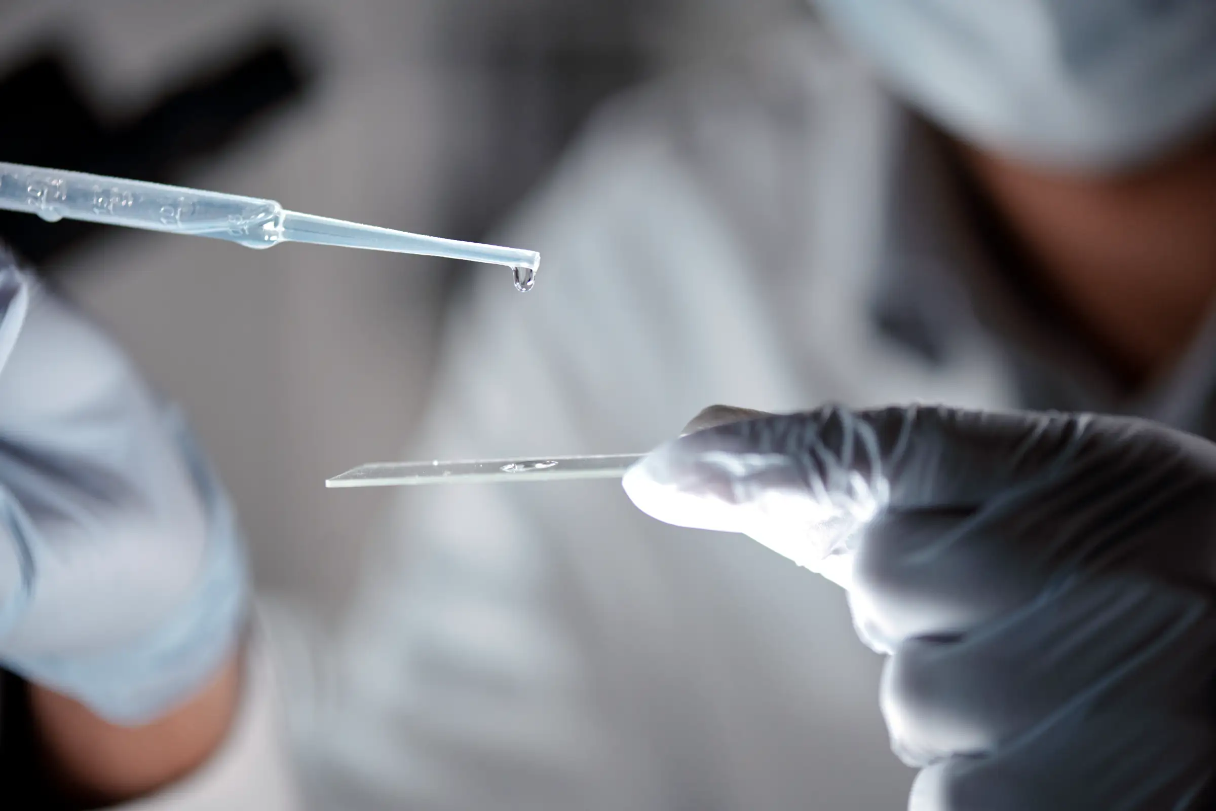 Ricercatore al microscopio durante l’analisi di un campione